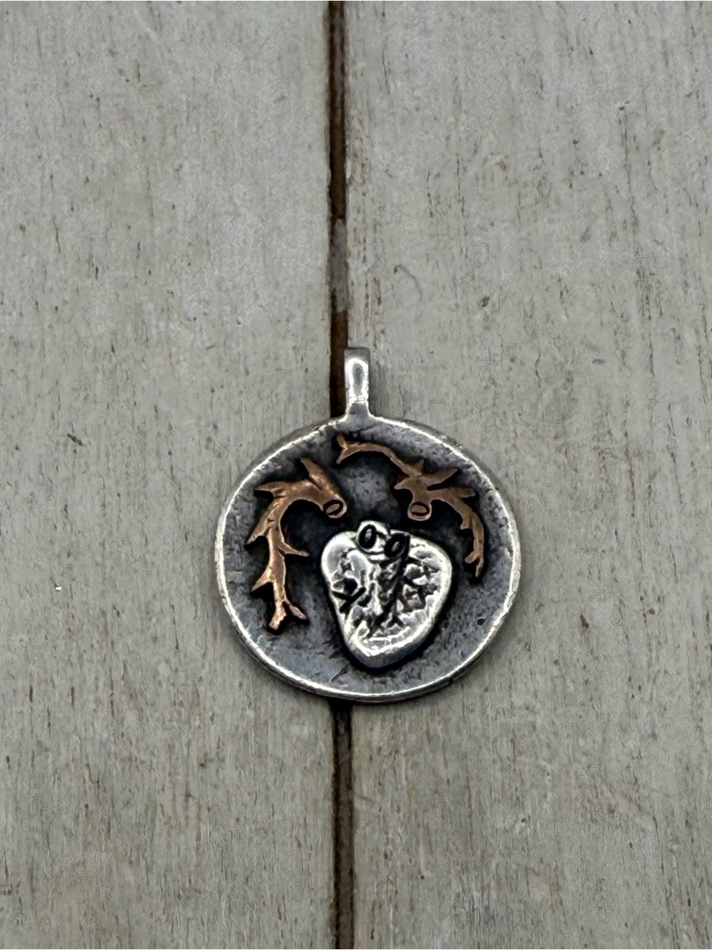 Handcrafted Sterling Silver Two-Tone Heart Pendant - Silver and Copper